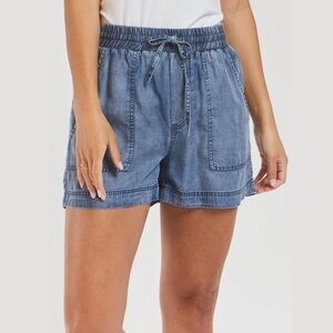 AQUA Jean Blue 100% Tencel Drawstring Shorts Size XL